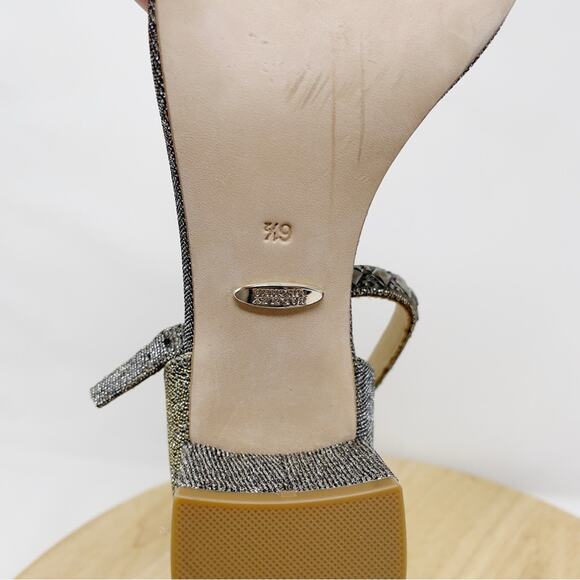 Badgley Mischka Metallic Embellished Block Heels Special Occasion Size 6.5 New - Picture 10 of 13